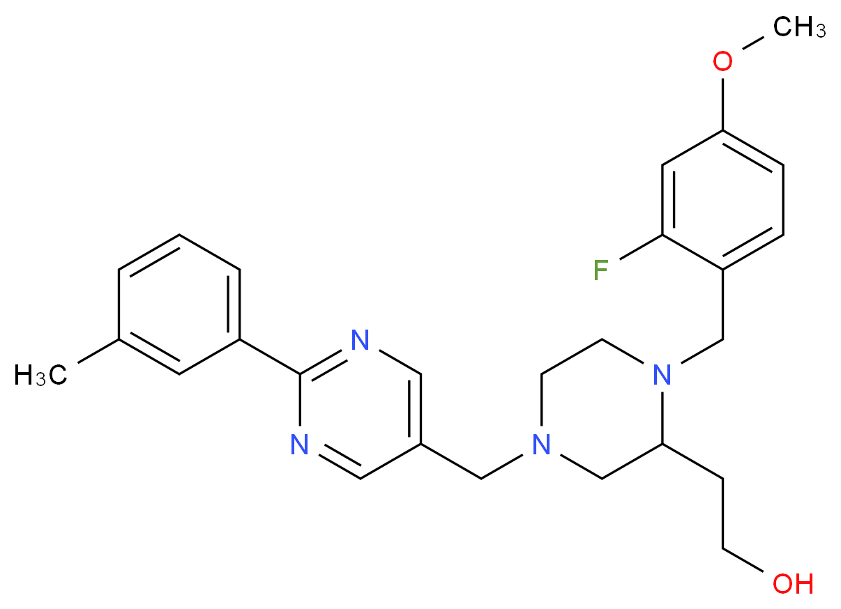 2-(1-(2-fluoro-4-methoxybenzyl)-4-{[2-(3-methylphenyl)-5-pyrimidinyl]methyl}-2-piperazinyl)ethanol_Molecular_structure_CAS_)