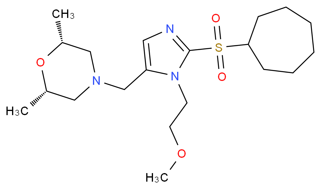 (2R*,6S*)-4-{[2-(cycloheptylsulfonyl)-1-(2-methoxyethyl)-1H-imidazol-5-yl]methyl}-2,6-dimethylmorpholine_Molecular_structure_CAS_)