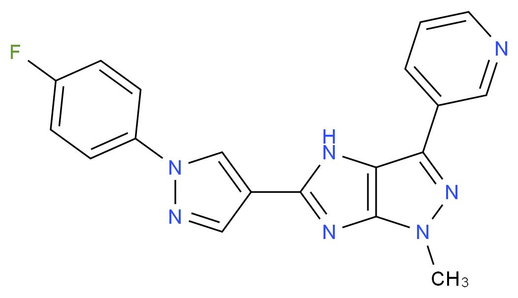 5-[1-(4-fluorophenyl)-1H-pyrazol-4-yl]-1-methyl-3-pyridin-3-yl-1,4-dihydroimidazo[4,5-c]pyrazole_Molecular_structure_CAS_)