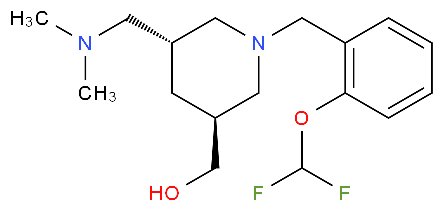{(3S*,5R*)-1-[2-(difluoromethoxy)benzyl]-5-[(dimethylamino)methyl]piperidin-3-yl}methanol_Molecular_structure_CAS_)