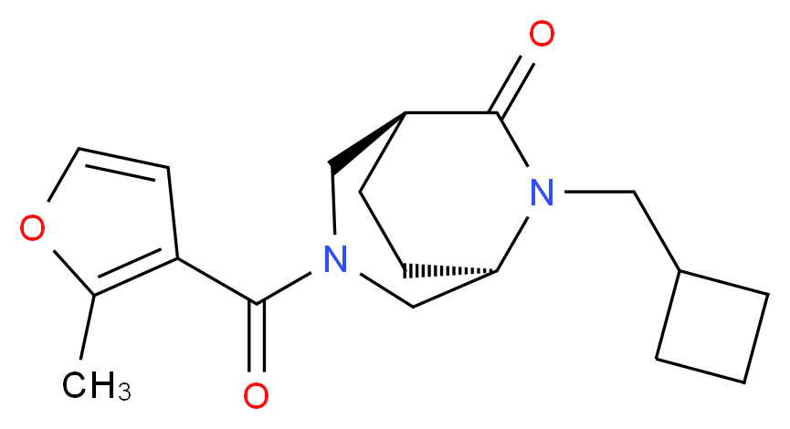 (1S*,5R*)-6-(cyclobutylmethyl)-3-(2-methyl-3-furoyl)-3,6-diazabicyclo[3.2.2]nonan-7-one_Molecular_structure_CAS_)