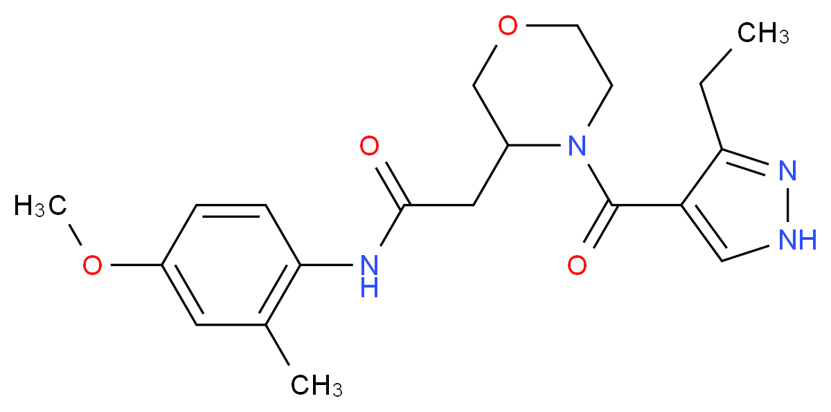 2-{4-[(3-ethyl-1H-pyrazol-4-yl)carbonyl]-3-morpholinyl}-N-(4-methoxy-2-methylphenyl)acetamide_Molecular_structure_CAS_)