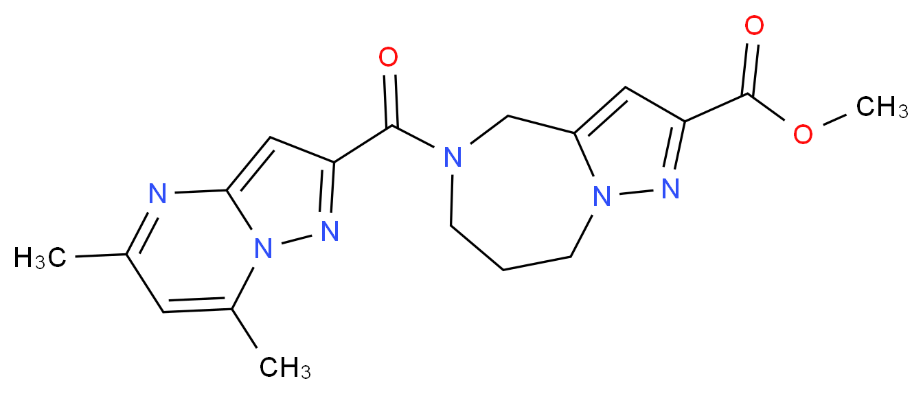 methyl 5-[(5,7-dimethylpyrazolo[1,5-a]pyrimidin-2-yl)carbonyl]-5,6,7,8-tetrahydro-4H-pyrazolo[1,5-a][1,4]diazepine-2-carboxylate_Molecular_structure_CAS_)