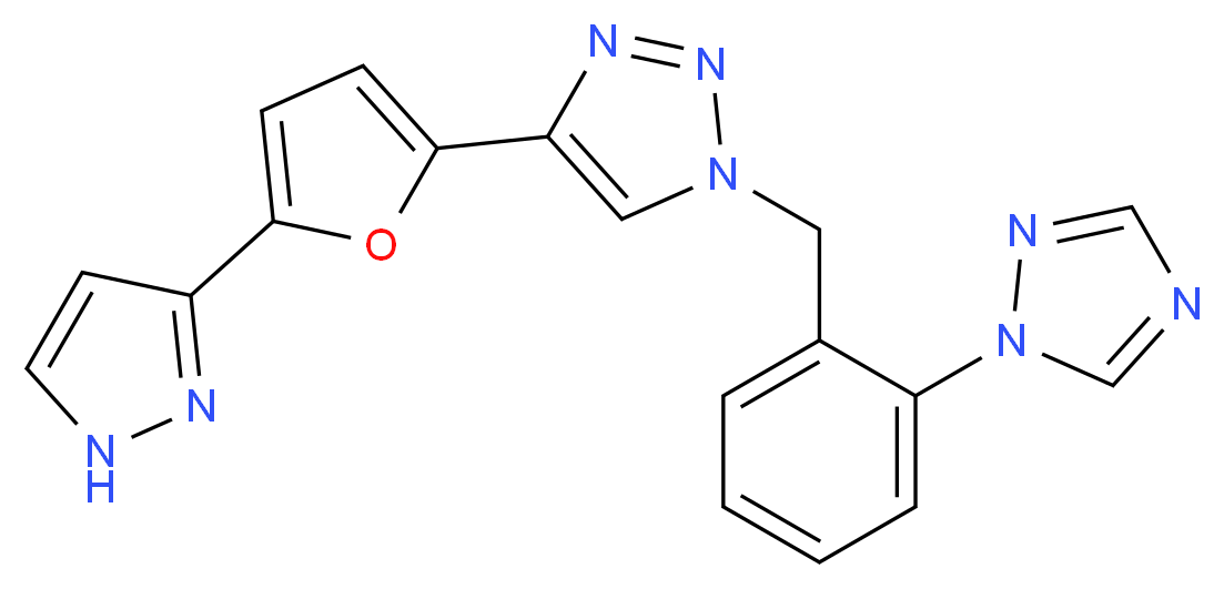 4-[5-(1H-pyrazol-3-yl)-2-furyl]-1-[2-(1H-1,2,4-triazol-1-yl)benzyl]-1H-1,2,3-triazole_Molecular_structure_CAS_)