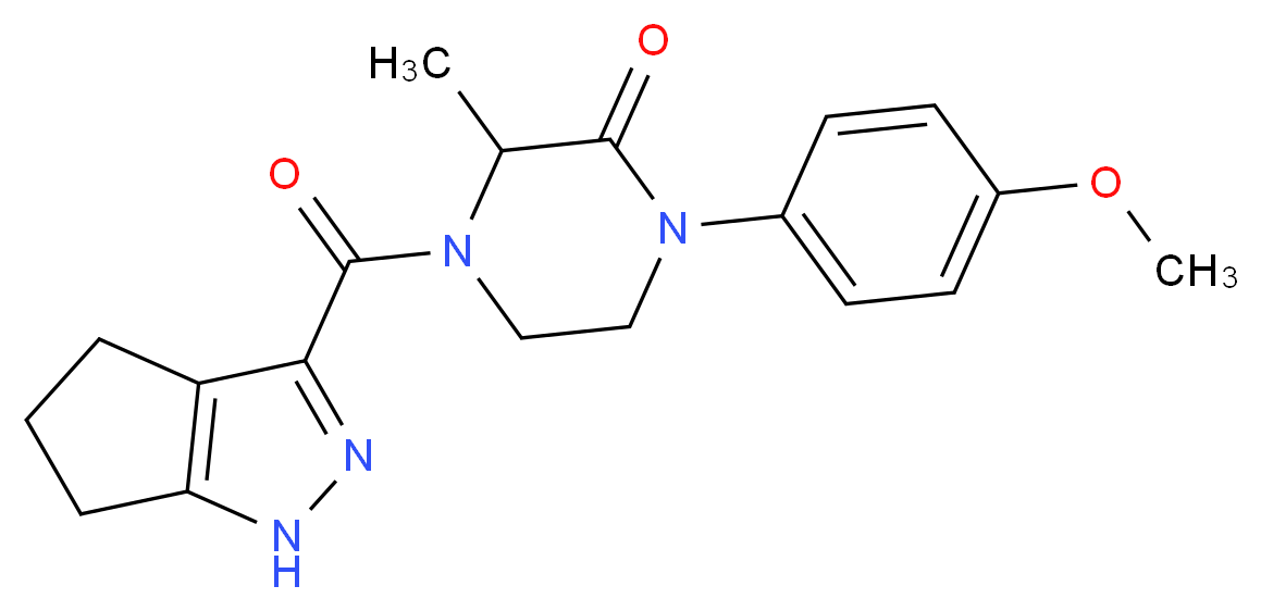 1-(4-methoxyphenyl)-3-methyl-4-(1,4,5,6-tetrahydrocyclopenta[c]pyrazol-3-ylcarbonyl)-2-piperazinone_Molecular_structure_CAS_)