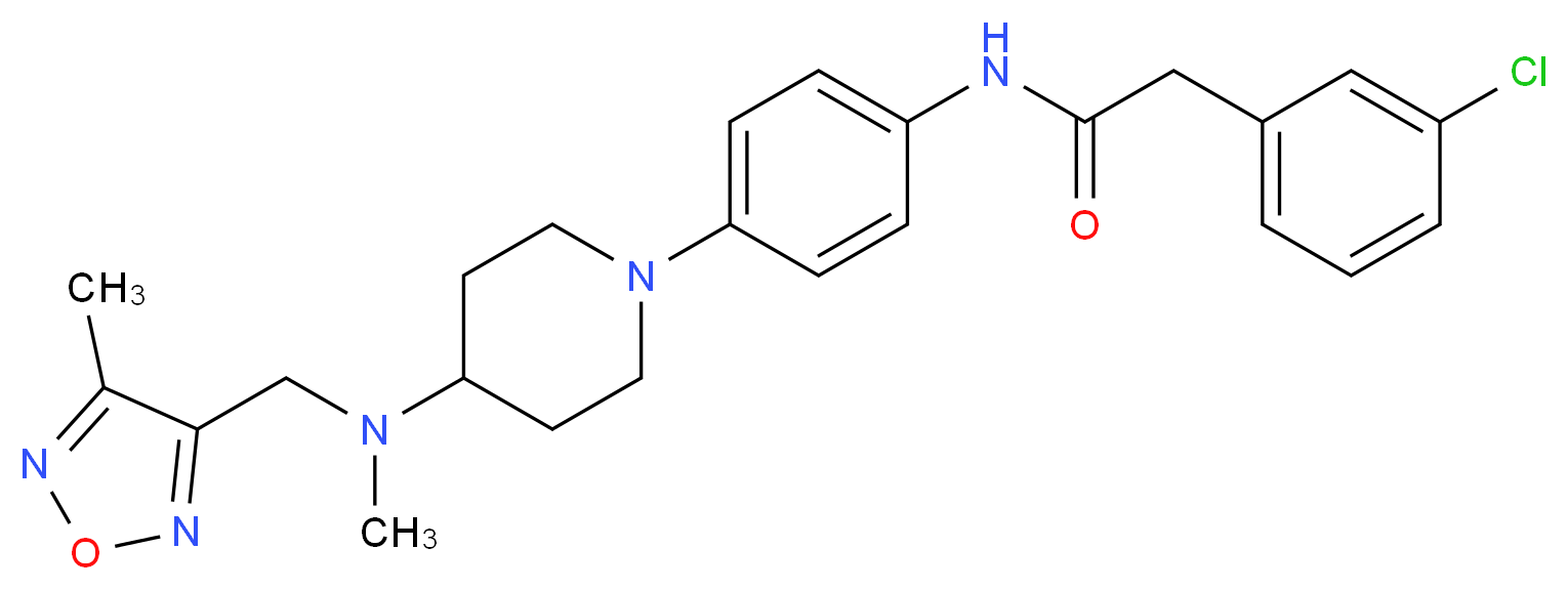2-(3-chlorophenyl)-N-[4-(4-{methyl[(4-methyl-1,2,5-oxadiazol-3-yl)methyl]amino}-1-piperidinyl)phenyl]acetamide_Molecular_structure_CAS_)