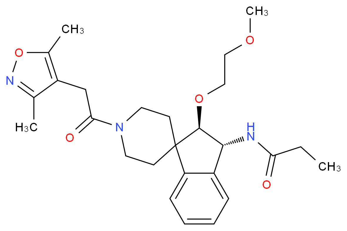 N-[(2R*,3R*)-1'-[(3,5-dimethyl-4-isoxazolyl)acetyl]-2-(2-methoxyethoxy)-2,3-dihydrospiro[indene-1,4'-piperidin]-3-yl]propanamide_Molecular_structure_CAS_)