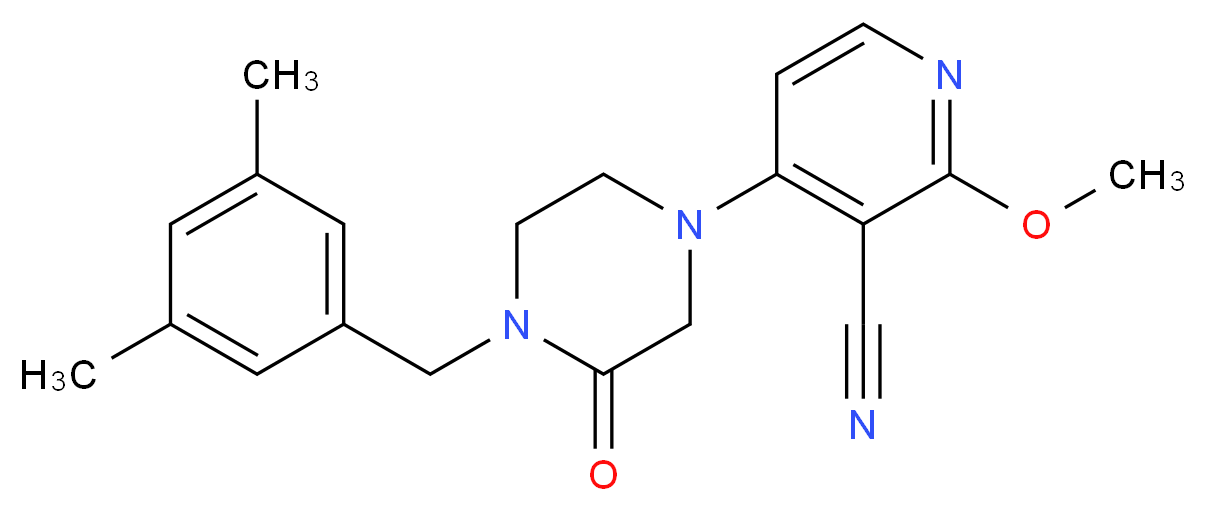 4-[4-(3,5-dimethylbenzyl)-3-oxo-1-piperazinyl]-2-methoxynicotinonitrile_Molecular_structure_CAS_)
