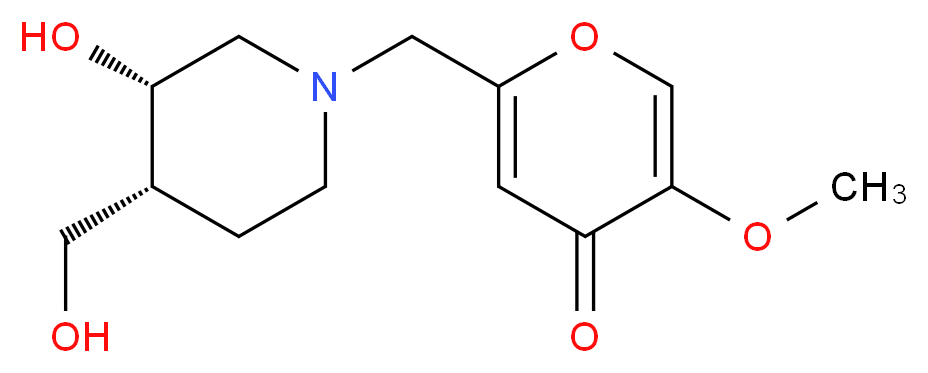 2-{[(3S*,4R*)-3-hydroxy-4-(hydroxymethyl)-1-piperidinyl]methyl}-5-methoxy-4H-pyran-4-one_Molecular_structure_CAS_)