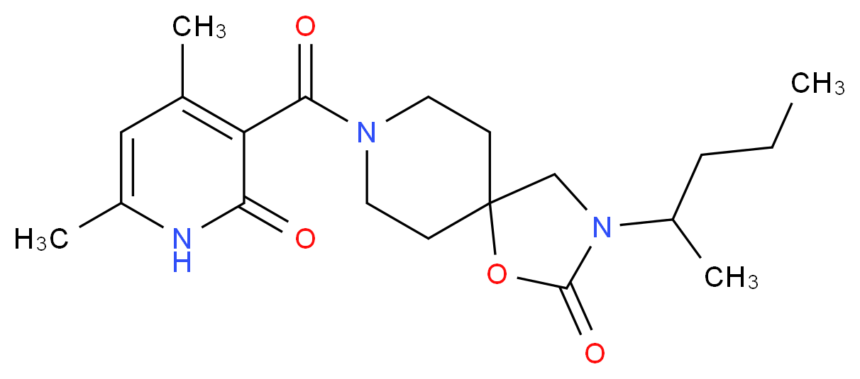 8-[(4,6-dimethyl-2-oxo-1,2-dihydropyridin-3-yl)carbonyl]-3-(1-methylbutyl)-1-oxa-3,8-diazaspiro[4.5]decan-2-one_Molecular_structure_CAS_)