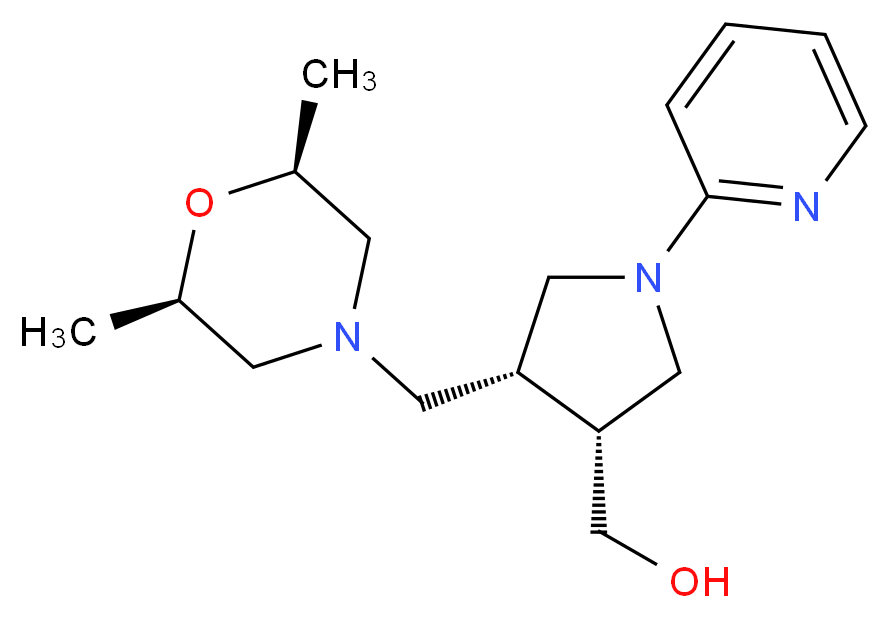 ((3R*,4R*)-4-{[(2R*,6S*)-2,6-dimethylmorpholin-4-yl]methyl}-1-pyridin-2-ylpyrrolidin-3-yl)methanol_Molecular_structure_CAS_)