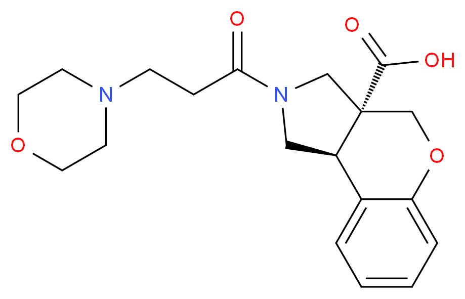 (3aR*,9bR*)-2-(3-morpholin-4-ylpropanoyl)-1,2,3,9b-tetrahydrochromeno[3,4-c]pyrrole-3a(4H)-carboxylic acid_Molecular_structure_CAS_)
