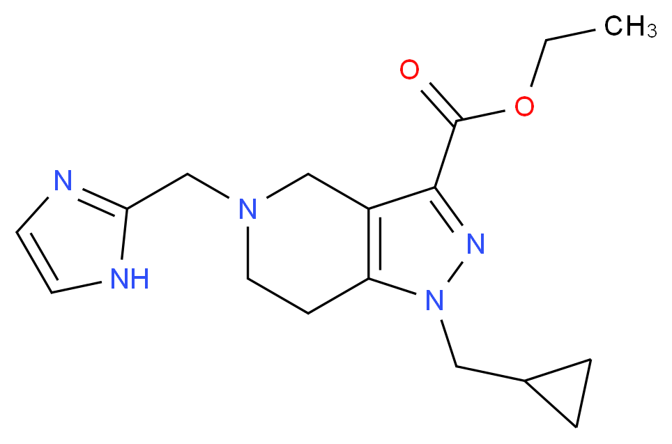 ethyl 1-(cyclopropylmethyl)-5-(1H-imidazol-2-ylmethyl)-4,5,6,7-tetrahydro-1H-pyrazolo[4,3-c]pyridine-3-carboxylate_Molecular_structure_CAS_)