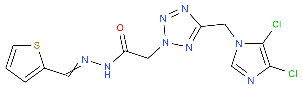 N'1-(2-thienylmethylidene)-2-{5-[(4,5-dichloro-1H-imidazol-1-yl)methyl]-2H-1,2,3,4-tetraazol-2-yl}ethanohydrazide_Molecular_structure_CAS_)