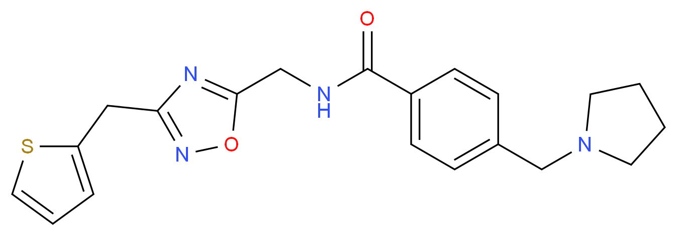 4-(pyrrolidin-1-ylmethyl)-N-{[3-(2-thienylmethyl)-1,2,4-oxadiazol-5-yl]methyl}benzamide_Molecular_structure_CAS_)