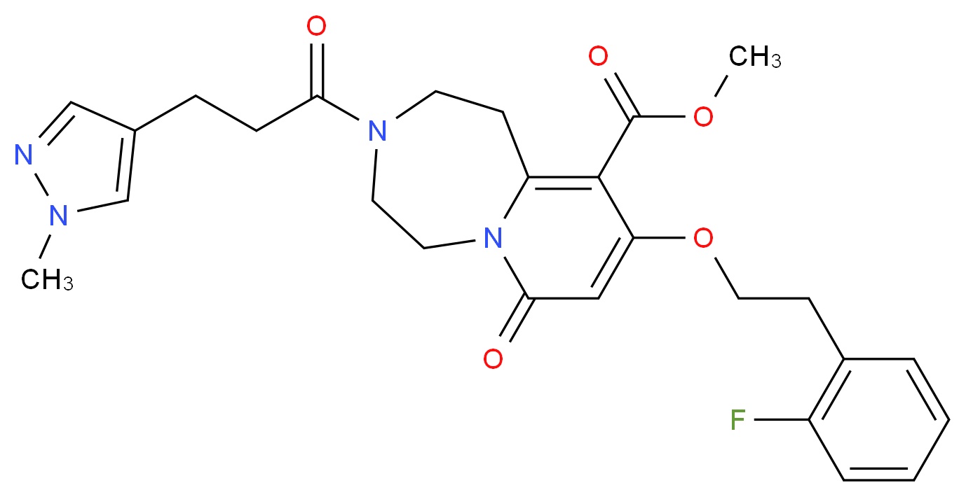 methyl 9-[2-(2-fluorophenyl)ethoxy]-3-[3-(1-methyl-1H-pyrazol-4-yl)propanoyl]-7-oxo-1,2,3,4,5,7-hexahydropyrido[1,2-d][1,4]diazepine-10-carboxylate_Molecular_structure_CAS_)