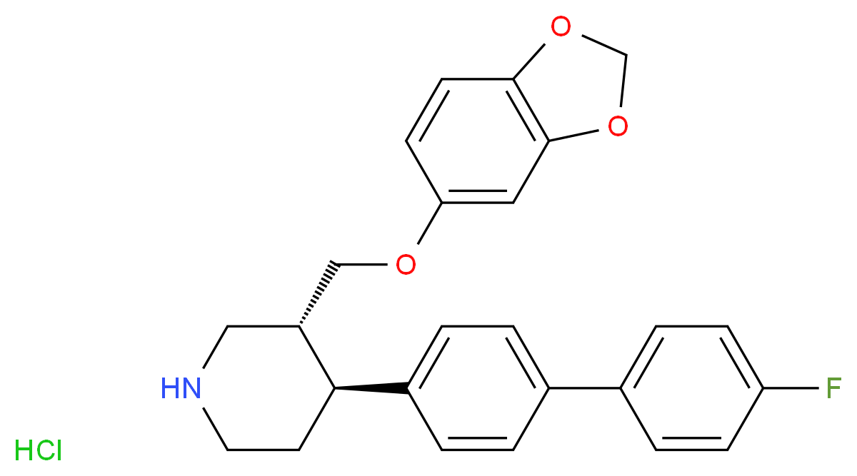 TRANS-3-(BENZO[1,3]DIOXOL-5-YLOXYMETHYL)-4-(4'-FLUORO-BIPHENYL-4-YL)-PIPERIDINE HYDROCHLORIDE_Molecular_structure_CAS_1217655-87-2)