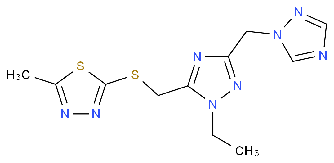 2-({[1-ethyl-3-(1H-1,2,4-triazol-1-ylmethyl)-1H-1,2,4-triazol-5-yl]methyl}thio)-5-methyl-1,3,4-thiadiazole_Molecular_structure_CAS_)