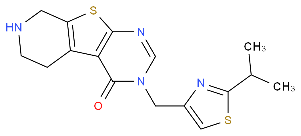 3-[(2-isopropyl-1,3-thiazol-4-yl)methyl]-5,6,7,8-tetrahydropyrido[4',3':4,5]thieno[2,3-d]pyrimidin-4(3H)-one_Molecular_structure_CAS_)