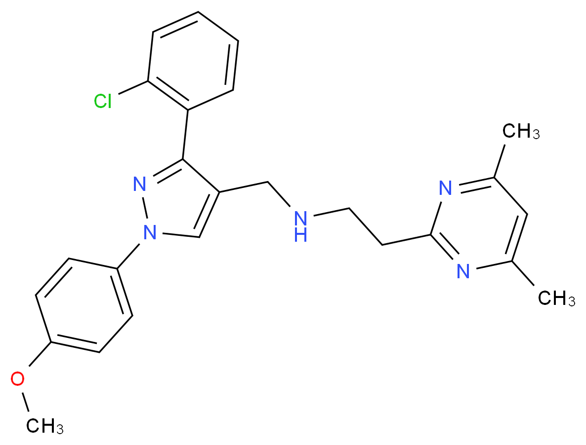 N-{[3-(2-chlorophenyl)-1-(4-methoxyphenyl)-1H-pyrazol-4-yl]methyl}-2-(4,6-dimethyl-2-pyrimidinyl)ethanamine_Molecular_structure_CAS_)