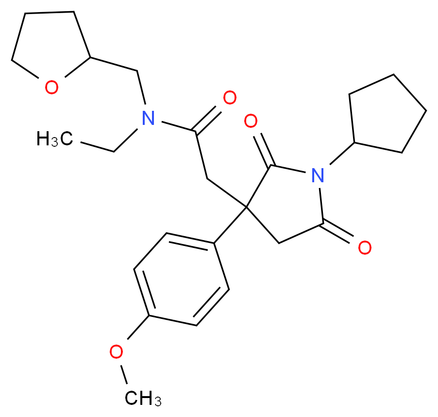 2-[1-cyclopentyl-3-(4-methoxyphenyl)-2,5-dioxo-3-pyrrolidinyl]-N-ethyl-N-(tetrahydro-2-furanylmethyl)acetamide_Molecular_structure_CAS_)