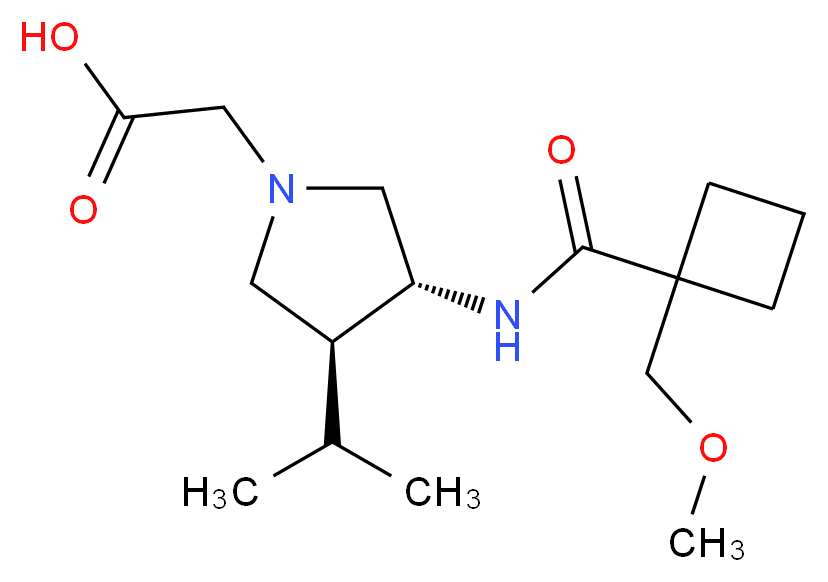 [(3S*,4R*)-3-isopropyl-4-({[1-(methoxymethyl)cyclobutyl]carbonyl}amino)-1-pyrrolidinyl]acetic acid_Molecular_structure_CAS_)