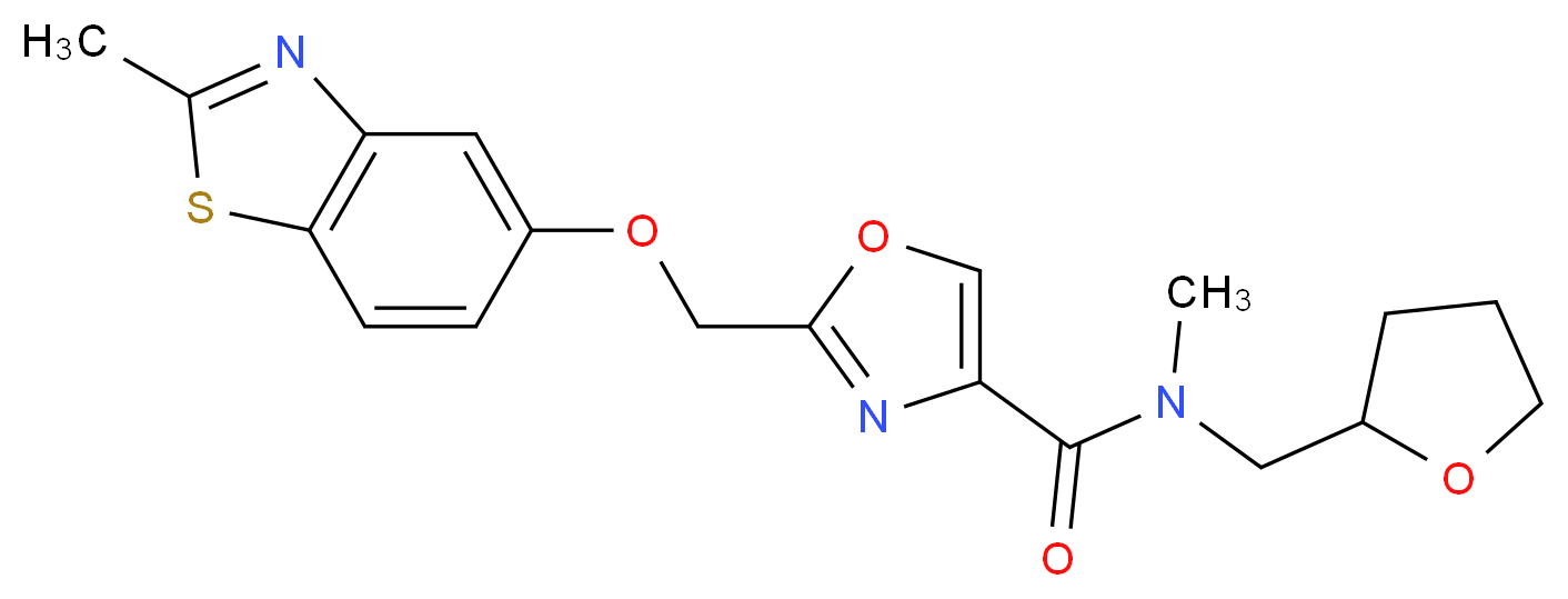 N-methyl-2-{[(2-methyl-1,3-benzothiazol-5-yl)oxy]methyl}-N-(tetrahydrofuran-2-ylmethyl)-1,3-oxazole-4-carboxamide_Molecular_structure_CAS_)