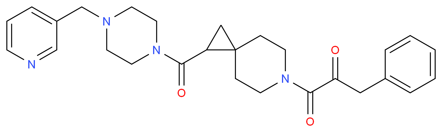1-oxo-3-phenyl-1-(1-{[4-(3-pyridinylmethyl)-1-piperazinyl]carbonyl}-6-azaspiro[2.5]oct-6-yl)acetone_Molecular_structure_CAS_)