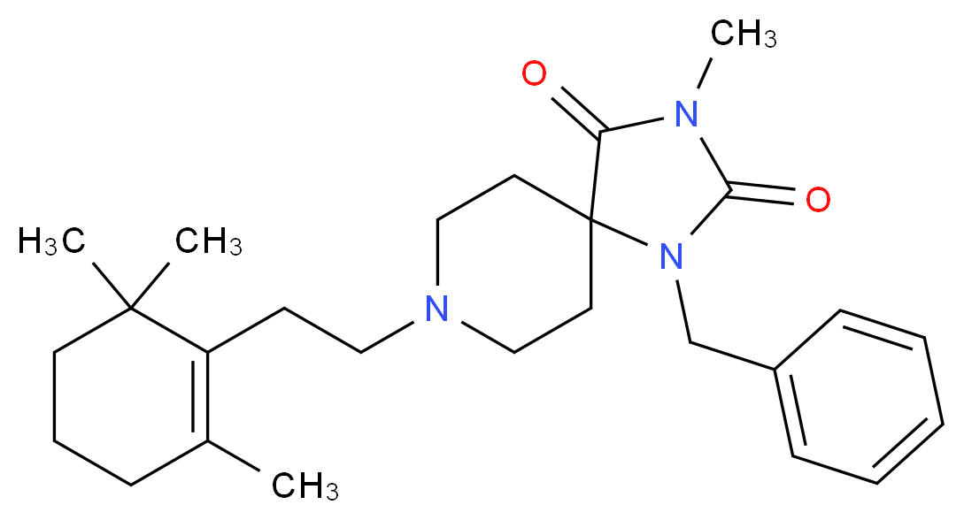 1-benzyl-3-methyl-8-[2-(2,6,6-trimethyl-1-cyclohexen-1-yl)ethyl]-1,3,8-triazaspiro[4.5]decane-2,4-dione_Molecular_structure_CAS_)