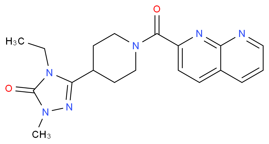 4-ethyl-2-methyl-5-[1-(1,8-naphthyridin-2-ylcarbonyl)piperidin-4-yl]-2,4-dihydro-3H-1,2,4-triazol-3-one_Molecular_structure_CAS_)