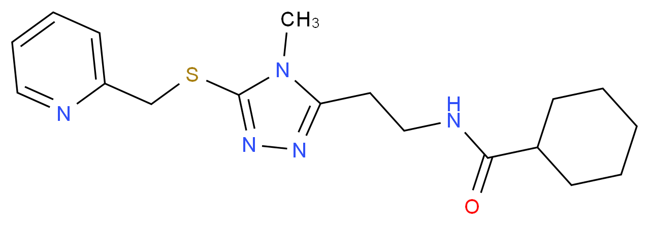 N-(2-{4-methyl-5-[(2-pyridinylmethyl)thio]-4H-1,2,4-triazol-3-yl}ethyl)cyclohexanecarboxamide_Molecular_structure_CAS_)