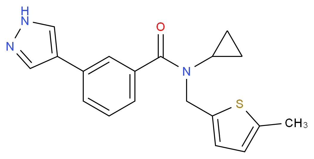N-cyclopropyl-N-[(5-methyl-2-thienyl)methyl]-3-(1H-pyrazol-4-yl)benzamide_Molecular_structure_CAS_)