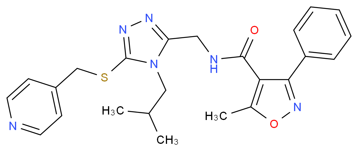 N-({4-isobutyl-5-[(4-pyridinylmethyl)thio]-4H-1,2,4-triazol-3-yl}methyl)-5-methyl-3-phenyl-4-isoxazolecarboxamide_Molecular_structure_CAS_)