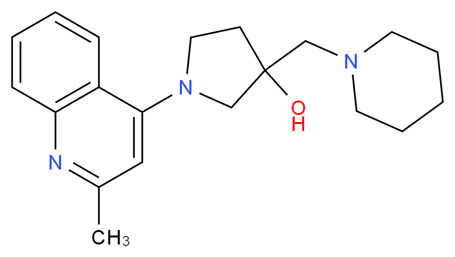 1-(2-methylquinolin-4-yl)-3-(piperidin-1-ylmethyl)pyrrolidin-3-ol_Molecular_structure_CAS_)