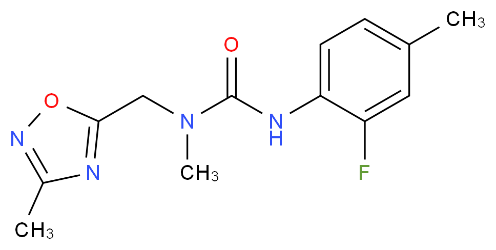 N'-(2-fluoro-4-methylphenyl)-N-methyl-N-[(3-methyl-1,2,4-oxadiazol-5-yl)methyl]urea_Molecular_structure_CAS_)
