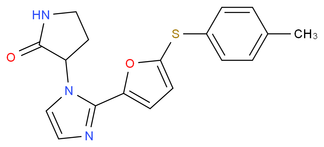 3-(2-{5-[(4-methylphenyl)thio]-2-furyl}-1H-imidazol-1-yl)pyrrolidin-2-one_Molecular_structure_CAS_)