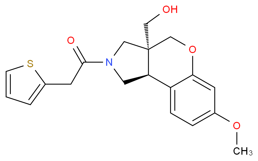 [(3aS*,9bS*)-7-methoxy-2-(2-thienylacetyl)-1,2,3,9b-tetrahydrochromeno[3,4-c]pyrrol-3a(4H)-yl]methanol_Molecular_structure_CAS_)