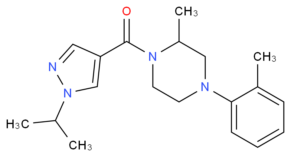 1-[(1-isopropyl-1H-pyrazol-4-yl)carbonyl]-2-methyl-4-(2-methylphenyl)piperazine_Molecular_structure_CAS_)