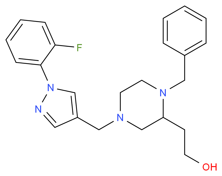 2-(1-benzyl-4-{[1-(2-fluorophenyl)-1H-pyrazol-4-yl]methyl}-2-piperazinyl)ethanol_Molecular_structure_CAS_)