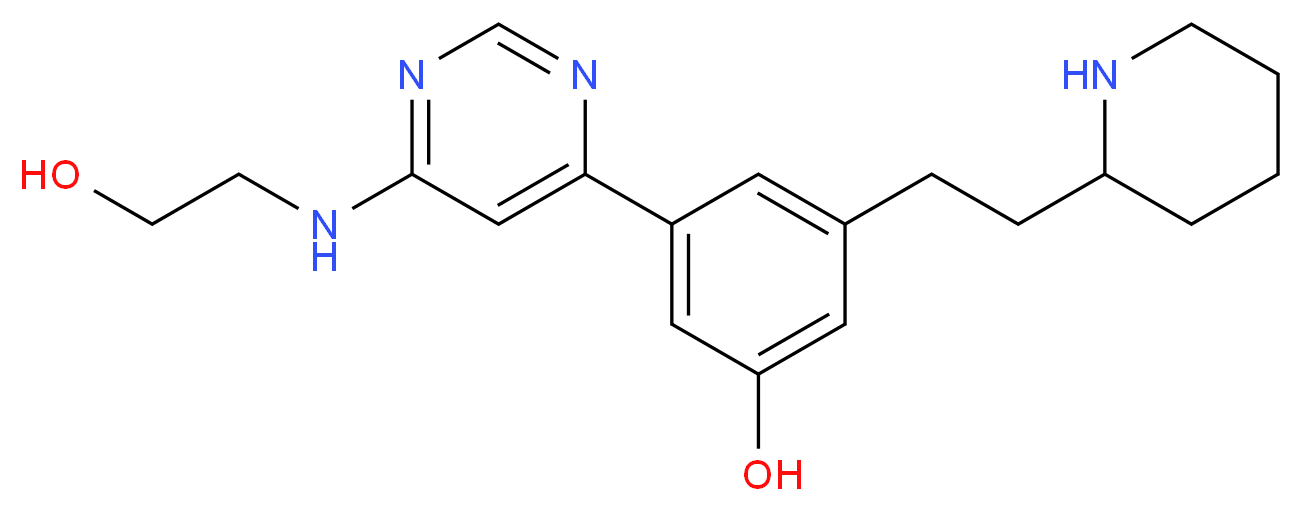 3-{6-[(2-hydroxyethyl)amino]pyrimidin-4-yl}-5-(2-piperidin-2-ylethyl)phenol_Molecular_structure_CAS_)