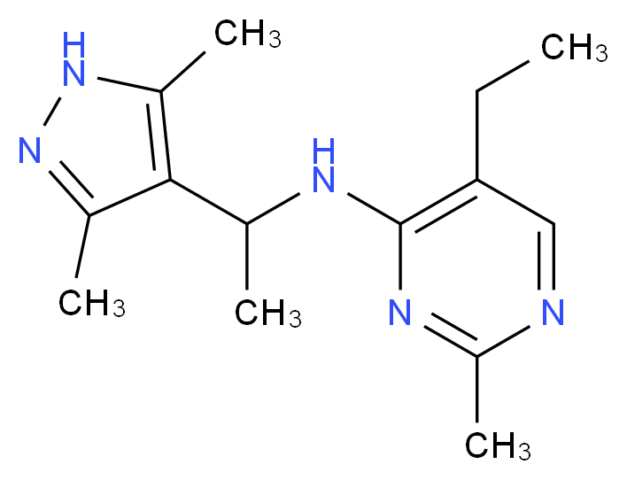 N-[1-(3,5-dimethyl-1H-pyrazol-4-yl)ethyl]-5-ethyl-2-methylpyrimidin-4-amine_Molecular_structure_CAS_)
