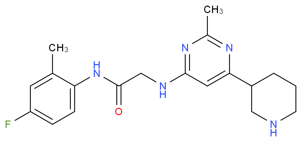 N-(4-fluoro-2-methylphenyl)-2-[(2-methyl-6-piperidin-3-ylpyrimidin-4-yl)amino]acetamide_Molecular_structure_CAS_)