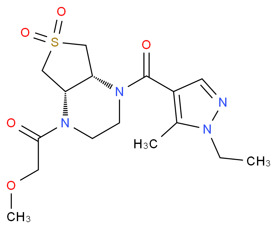 (4aS*,7aR*)-1-[(1-ethyl-5-methyl-1H-pyrazol-4-yl)carbonyl]-4-(methoxyacetyl)octahydrothieno[3,4-b]pyrazine 6,6-dioxide_Molecular_structure_CAS_)