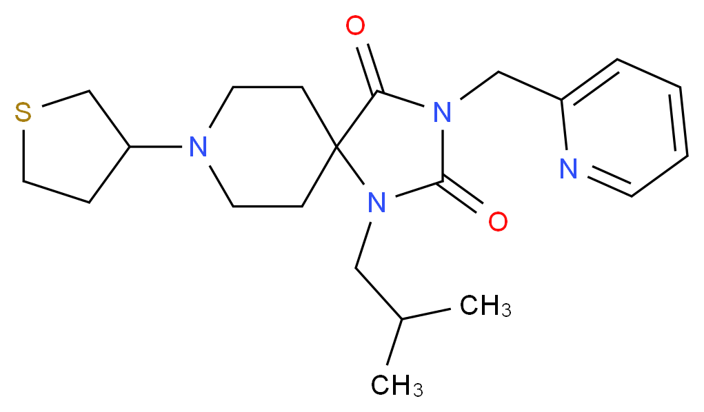1-isobutyl-3-(2-pyridinylmethyl)-8-(tetrahydro-3-thienyl)-1,3,8-triazaspiro[4.5]decane-2,4-dione_Molecular_structure_CAS_)