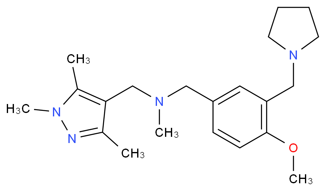 1-[4-methoxy-3-(pyrrolidin-1-ylmethyl)phenyl]-N-methyl-N-[(1,3,5-trimethyl-1H-pyrazol-4-yl)methyl]methanamine_Molecular_structure_CAS_)