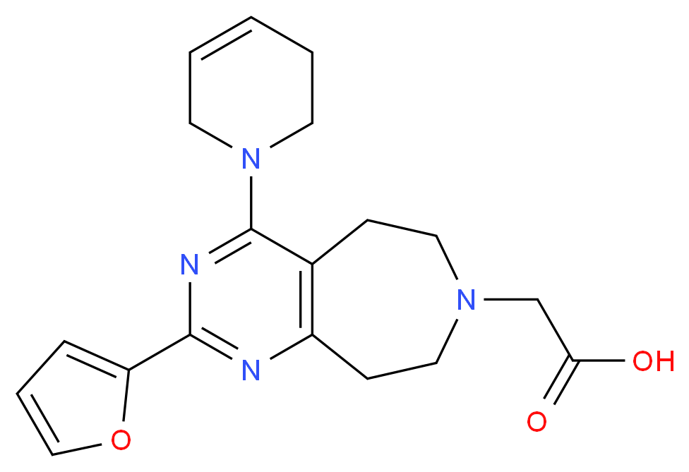 [4-(3,6-dihydropyridin-1(2H)-yl)-2-(2-furyl)-5,6,8,9-tetrahydro-7H-pyrimido[4,5-d]azepin-7-yl]acetic acid_Molecular_structure_CAS_)