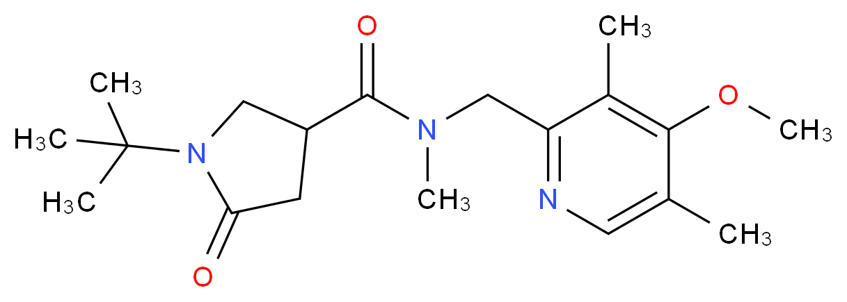1-tert-butyl-N-[(4-methoxy-3,5-dimethyl-2-pyridinyl)methyl]-N-methyl-5-oxo-3-pyrrolidinecarboxamide_Molecular_structure_CAS_)