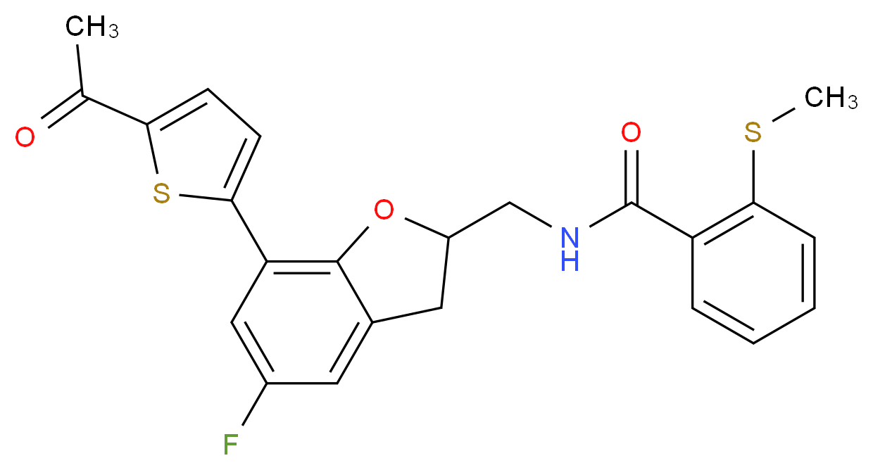 N-{[7-(5-acetyl-2-thienyl)-5-fluoro-2,3-dihydro-1-benzofuran-2-yl]methyl}-2-(methylthio)benzamide_Molecular_structure_CAS_)