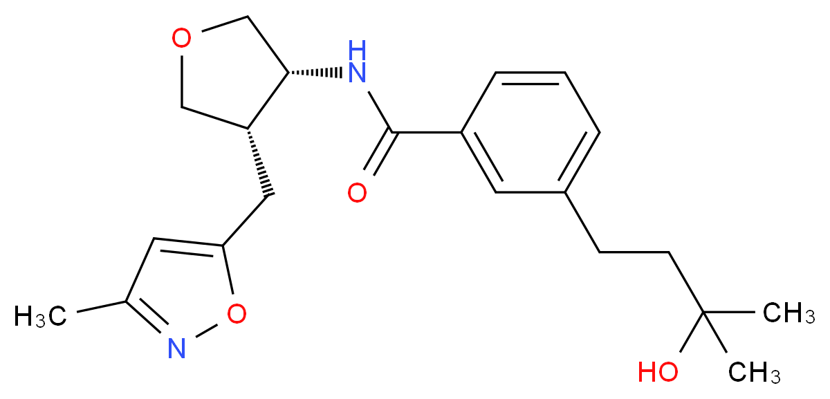 3-(3-hydroxy-3-methylbutyl)-N-{(3R*,4S*)-4-[(3-methyl-5-isoxazolyl)methyl]tetrahydro-3-furanyl}benzamide_Molecular_structure_CAS_)