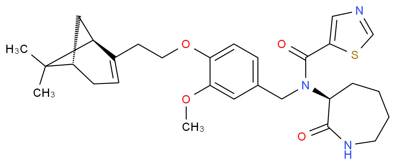 N-(4-{2-[(1R,5S)-6,6-dimethylbicyclo[3.1.1]hept-2-en-2-yl]ethoxy}-3-methoxybenzyl)-N-[(3S)-2-oxo-3-azepanyl]-1,3-thiazole-5-carboxamide_Molecular_structure_CAS_)